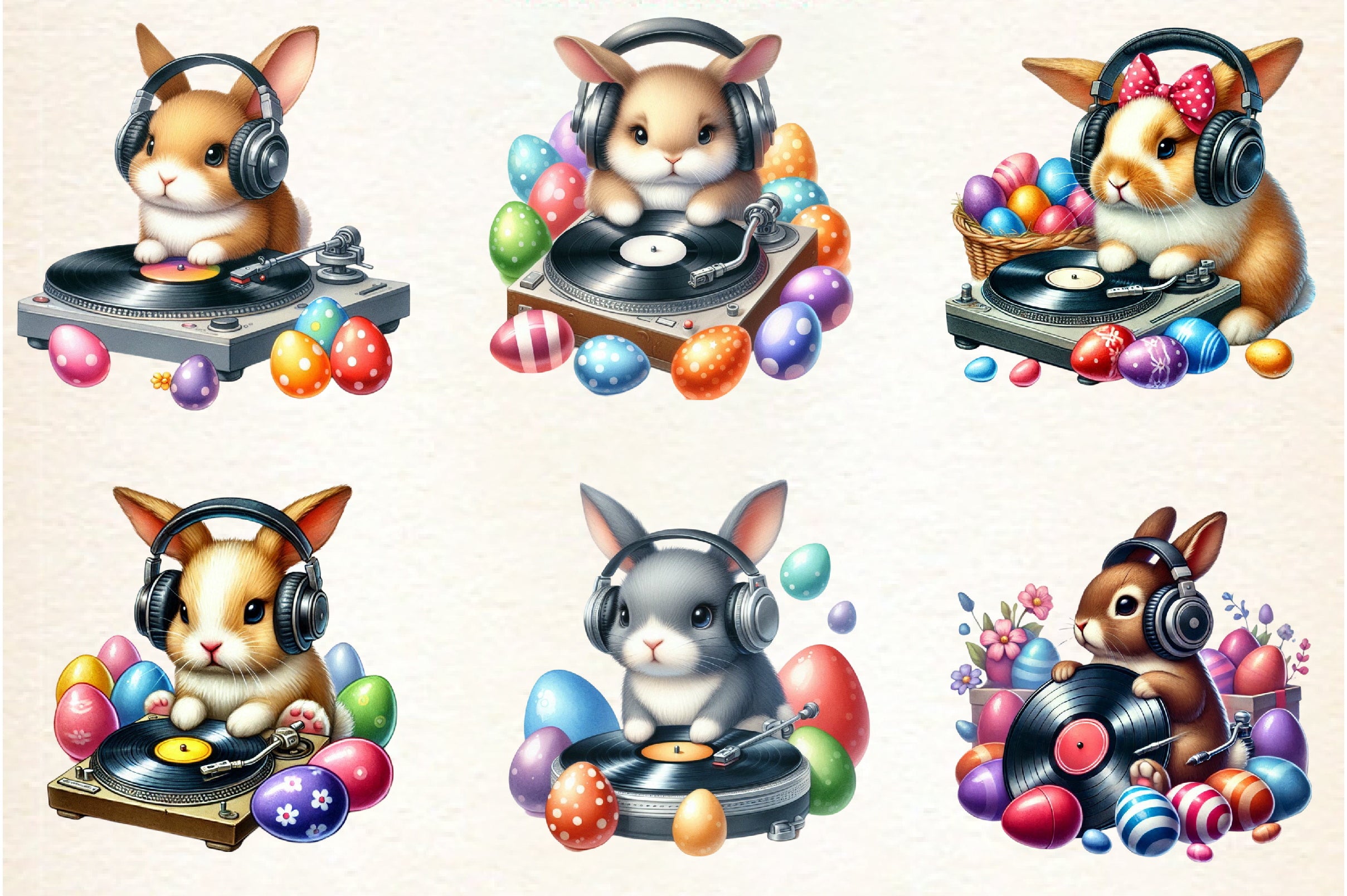 Hip Hop Bunny Easter Clipart Bundle