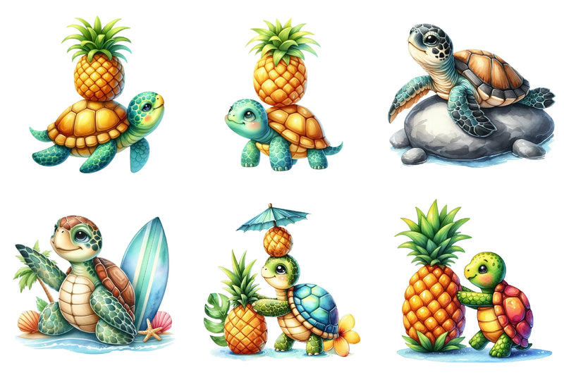 Summer Turtle Clipart Bundle - CraftNest - Digital Crafting and Art