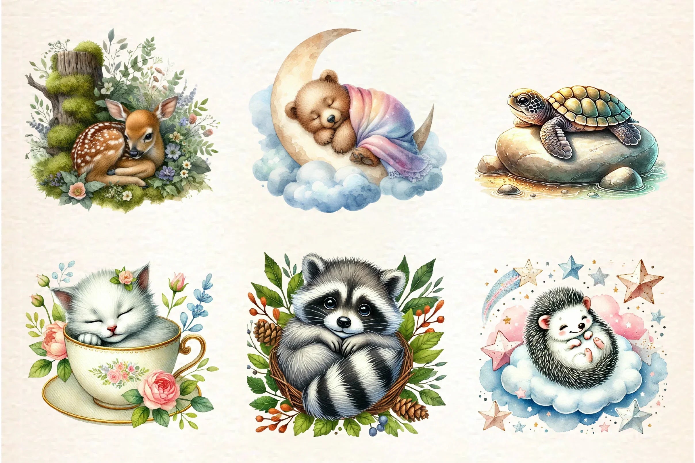 Cute Relaxing Animal Clipart Bundle - CraftNest - Digital Crafting and Art