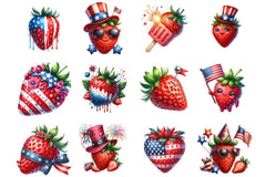 4th of July Strawberry Clipart Bundle - CraftNest - Digital Crafting and Art