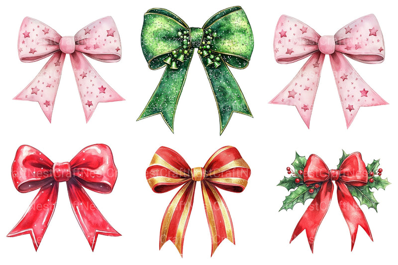 Christmas Coquette Bows Clipart Bundle - CraftNest - Digital Crafting and Art