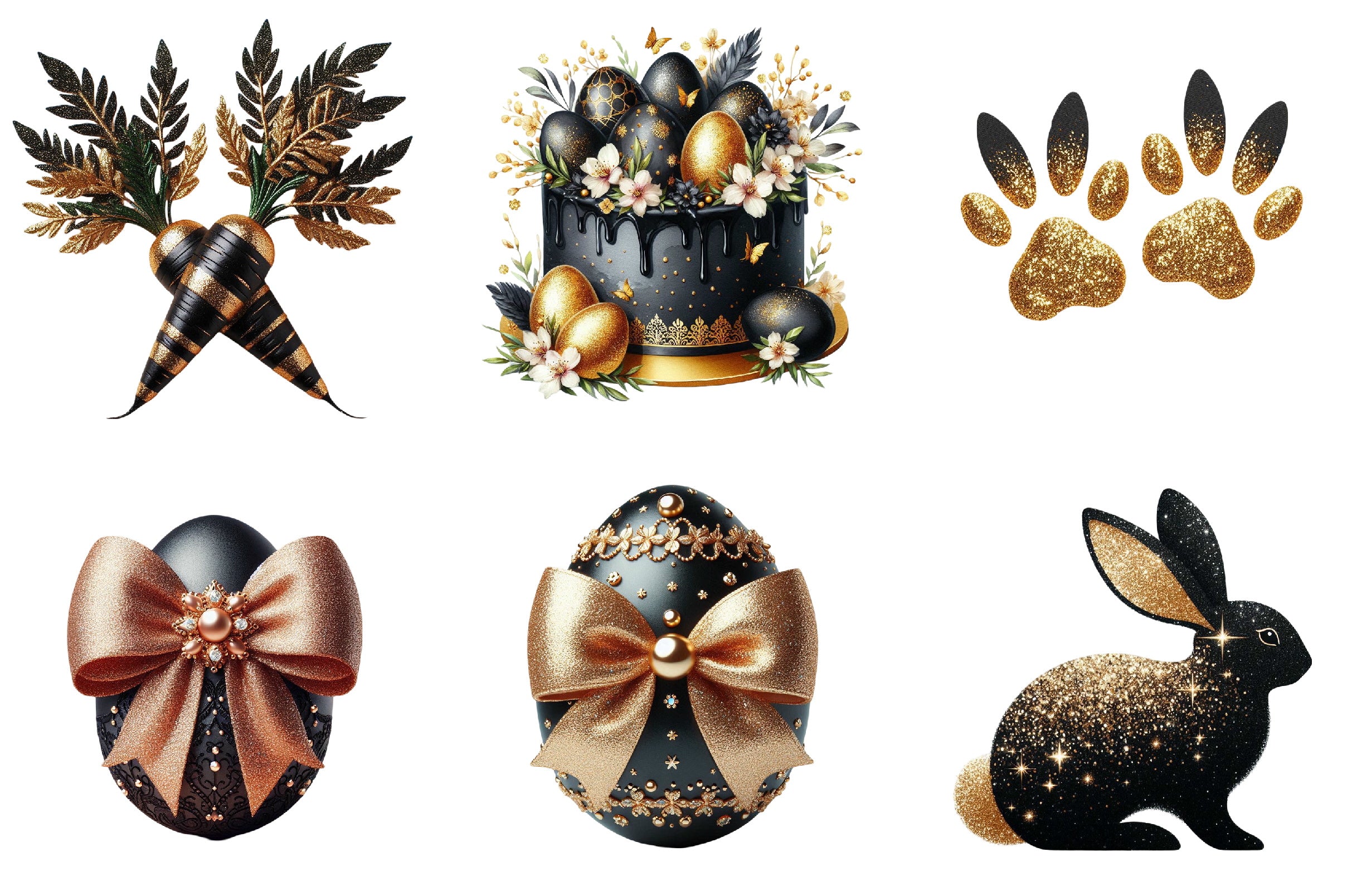 Glitter Luxury Black Easter Clipart Bundle