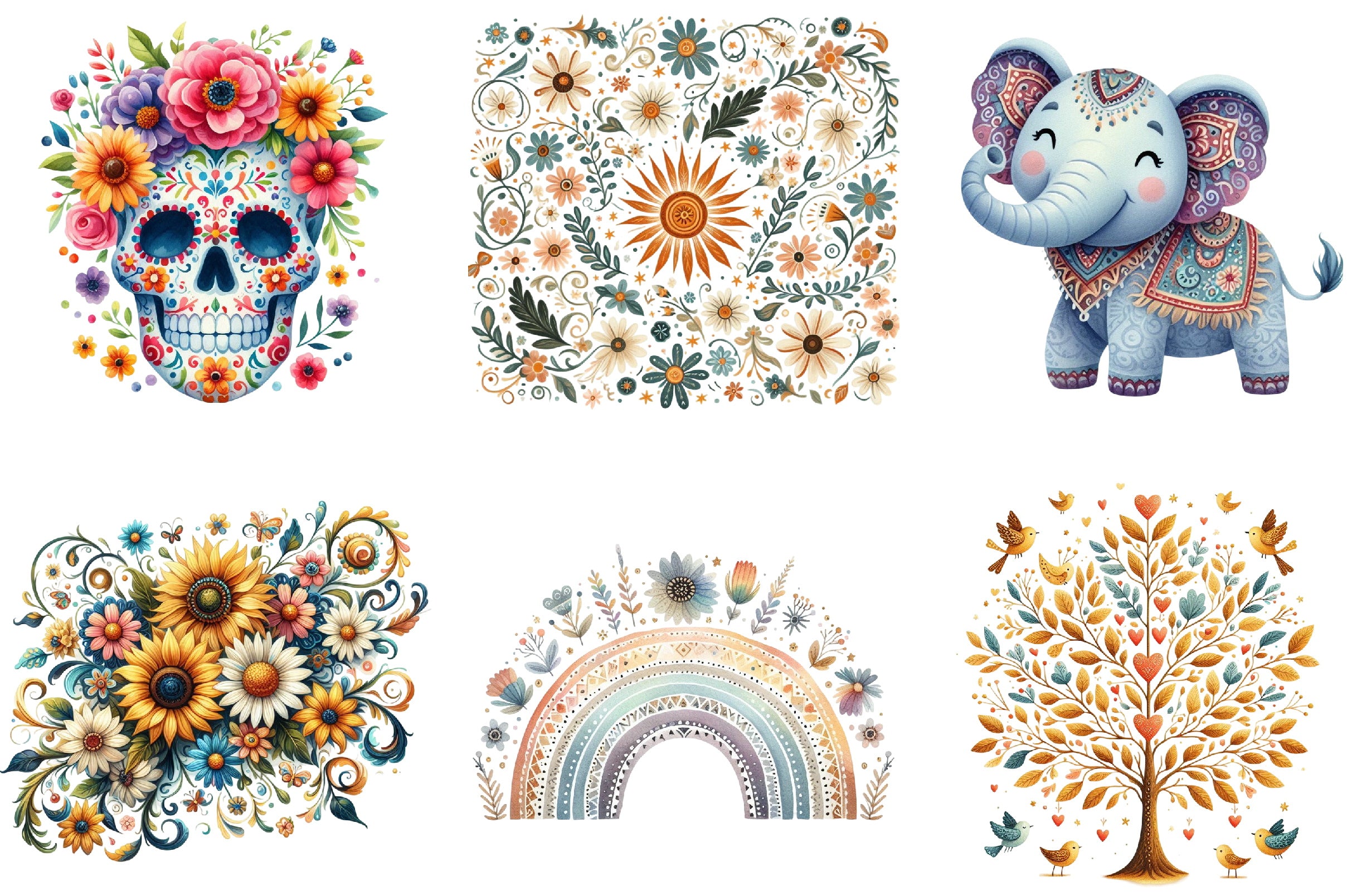 Happy Summer Folk Art Clipart Collection