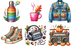 80s Retro Autumn Clipart Bundle 2 - CraftNest - Digital Crafting and Art