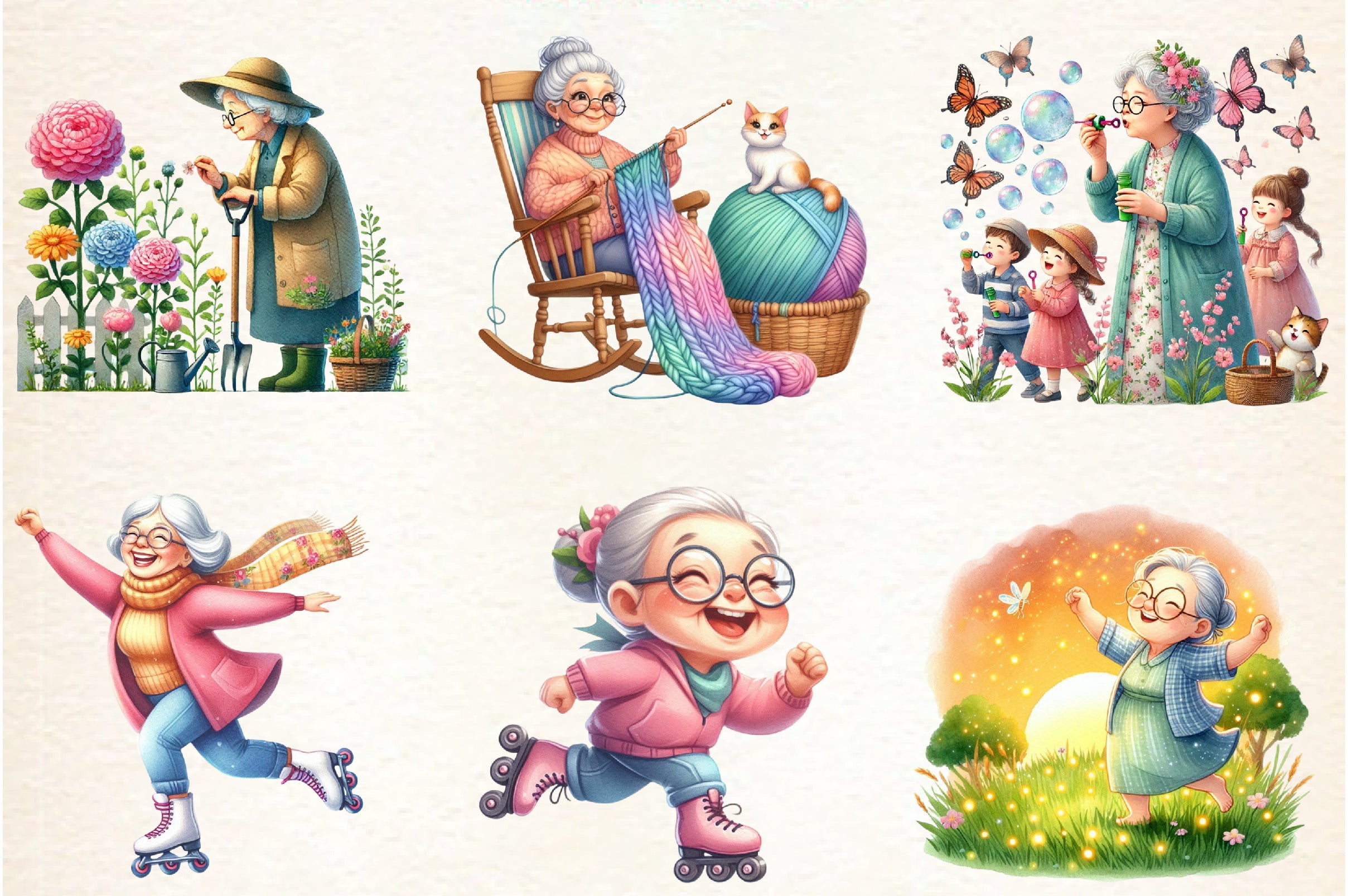 Spring Funny Grandma Clipart Bundle