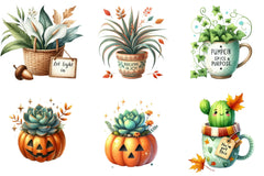 Positive Autumn Houseplant Clipart Bundle - CraftNest - Digital Crafting and Art