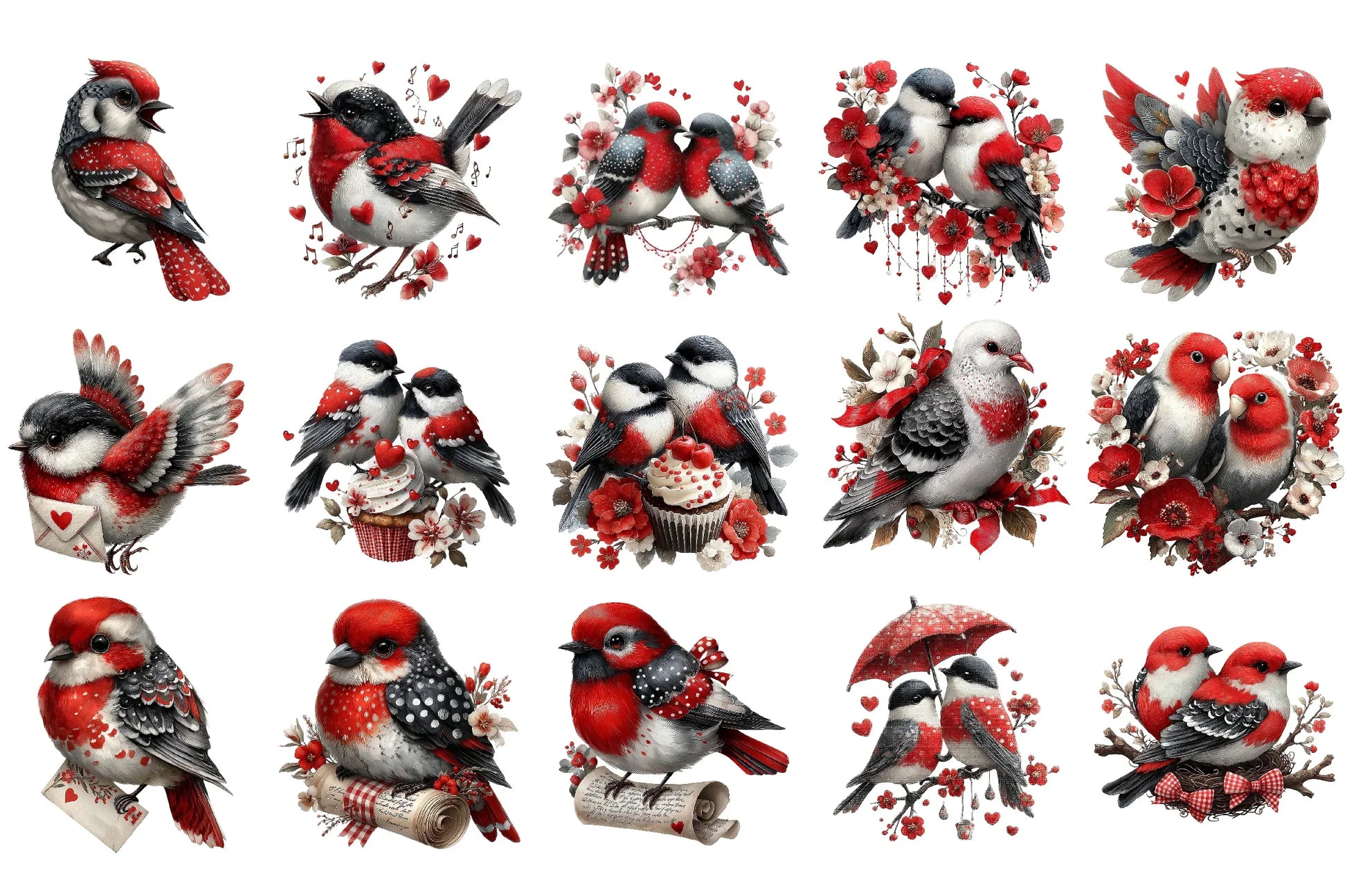 Valentine Birds Clipart Bundle - CraftNest - Digital Crafting and Art