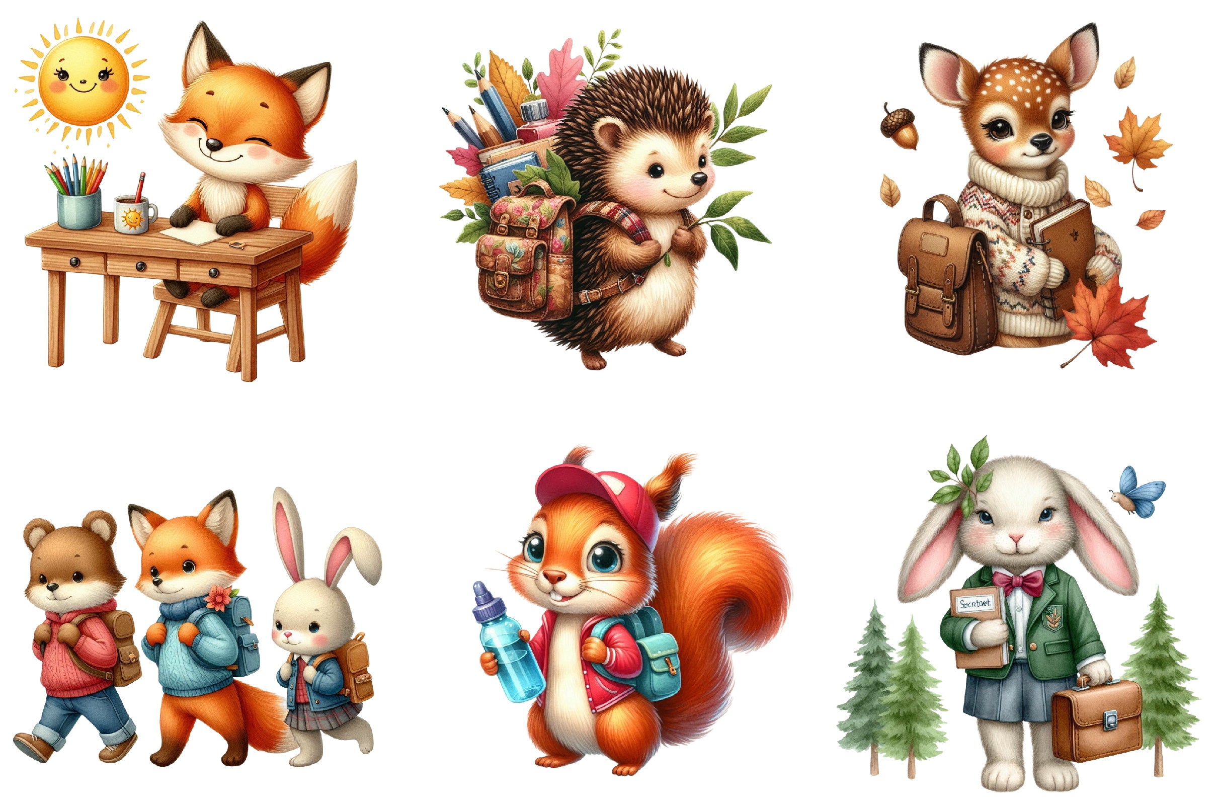 Woodland Animal Student Clipart Bundle