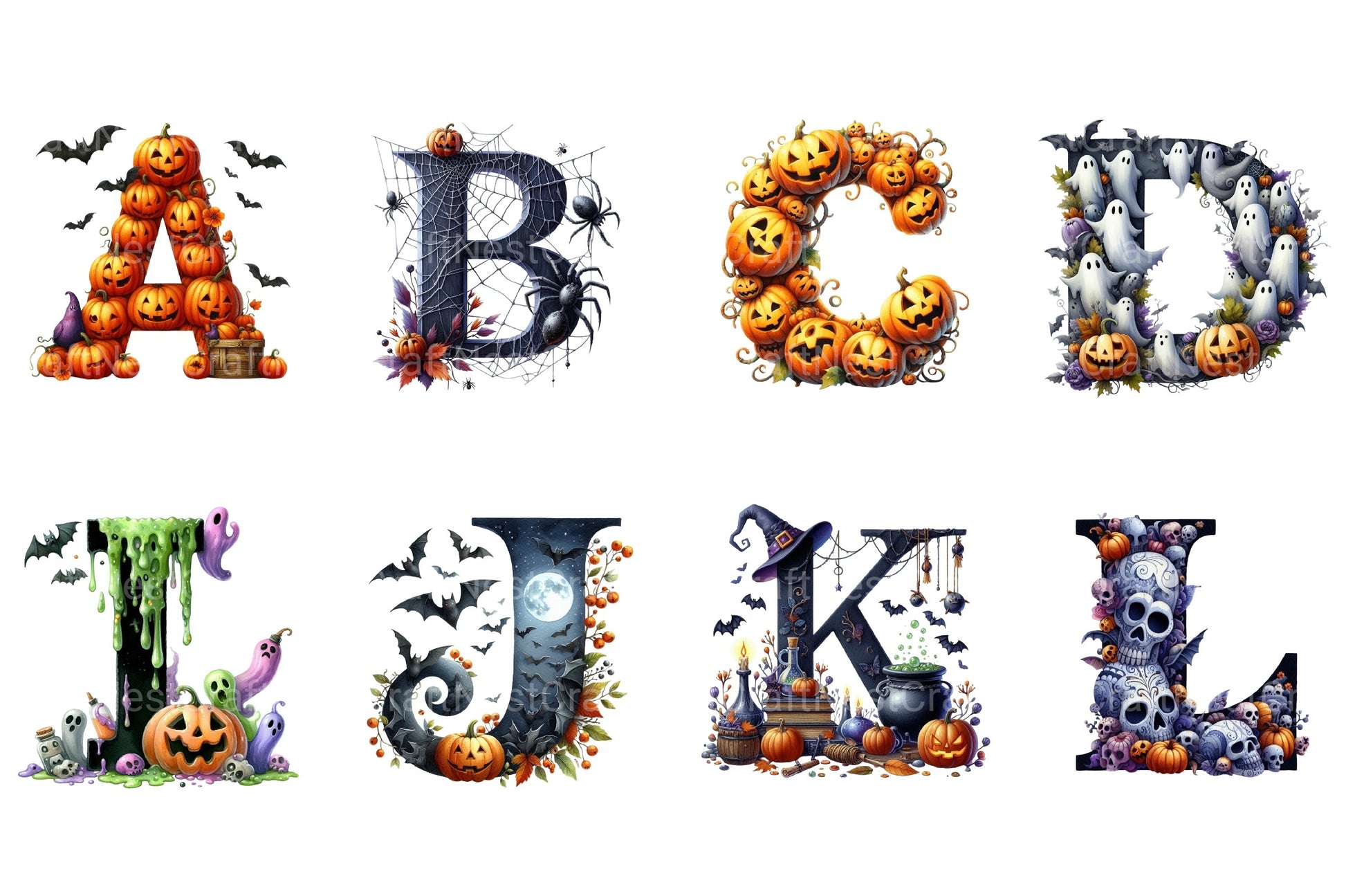 Halloween Alphabet Clipart Bundle 49 - CraftNest - Digital Crafting and Art