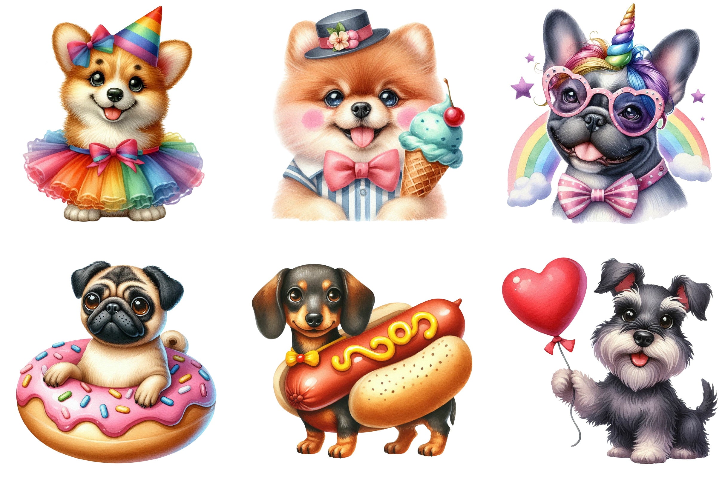 Funny Dog Cute Clipart Bundle