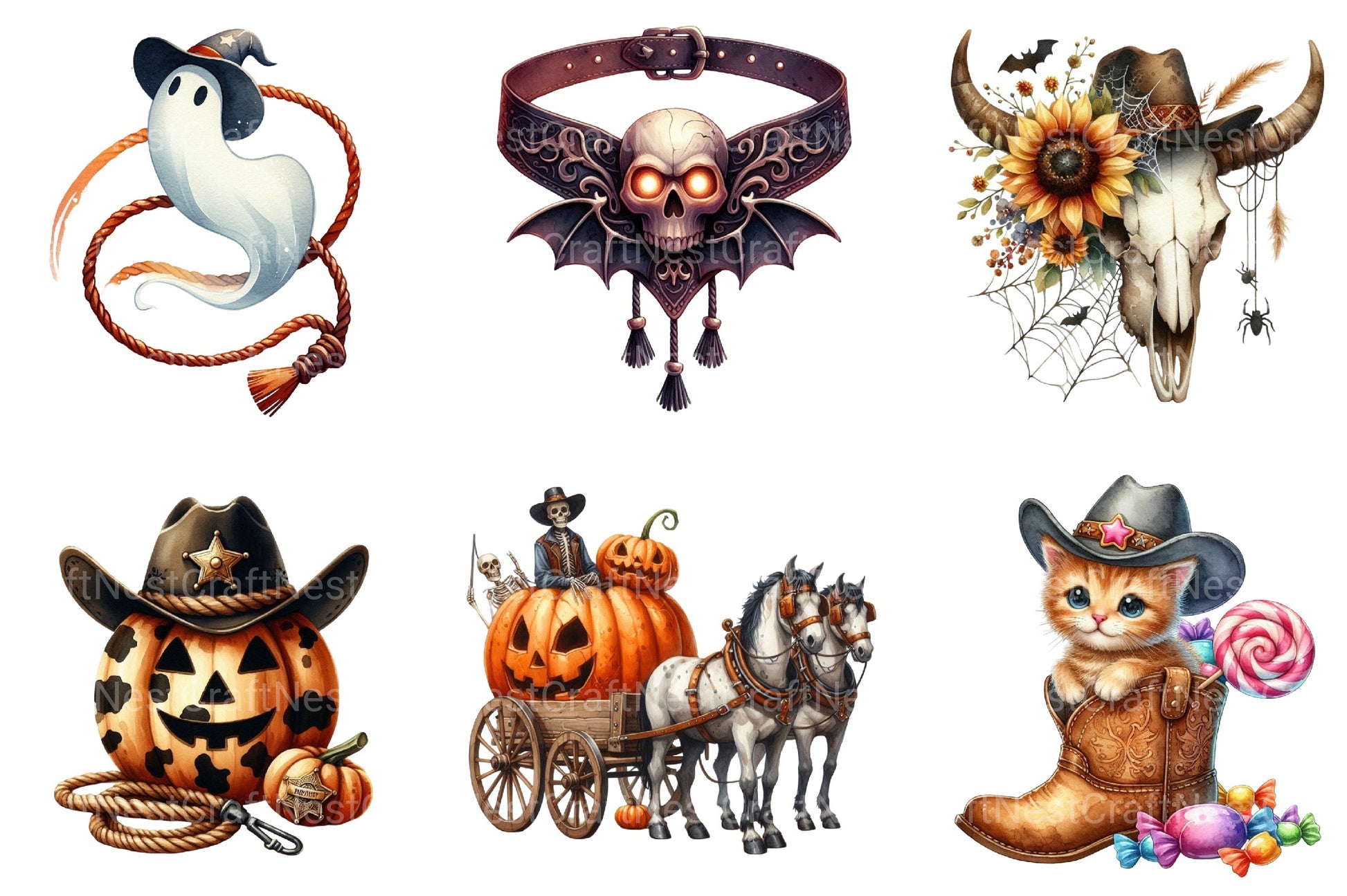 Halloween Western Clipart Bundle - CraftNest - Digital Crafting and Art