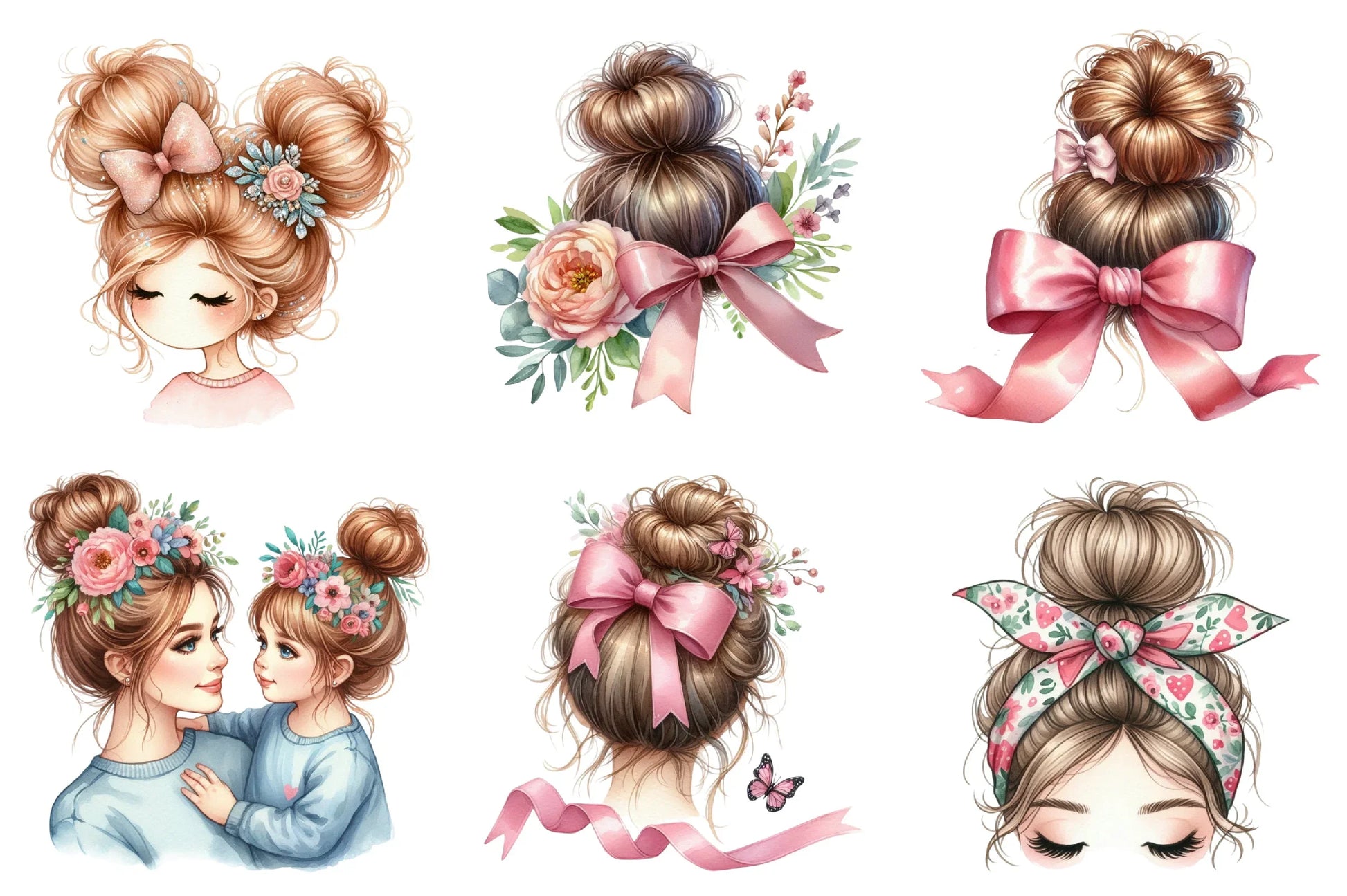 Mother's Day Messy Bun Clipart Bundle - CraftNest - Digital Crafting and Art