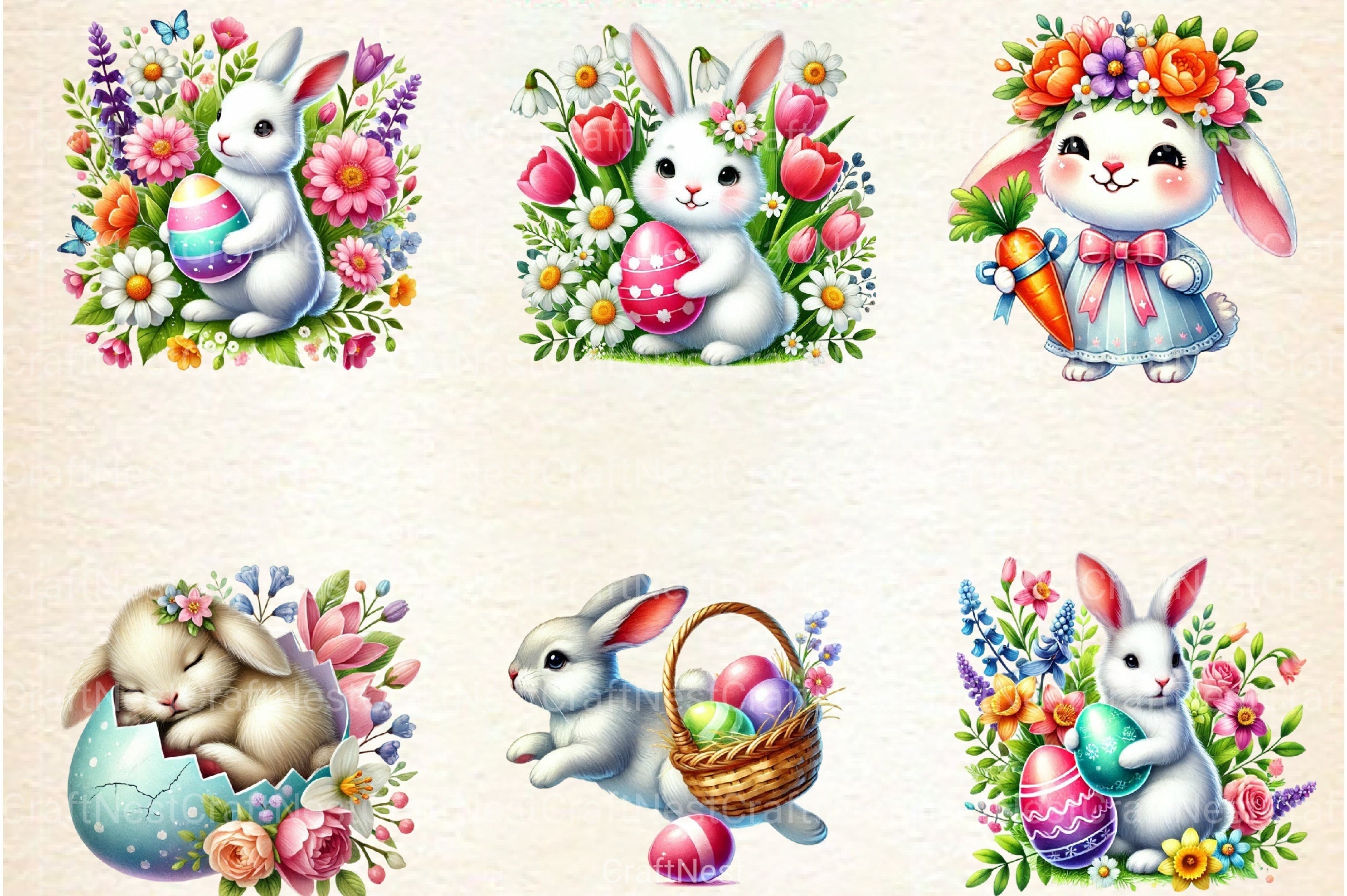 Easter Bunny Clipart Bundle 13 - CraftNest - Digital Crafting and Art