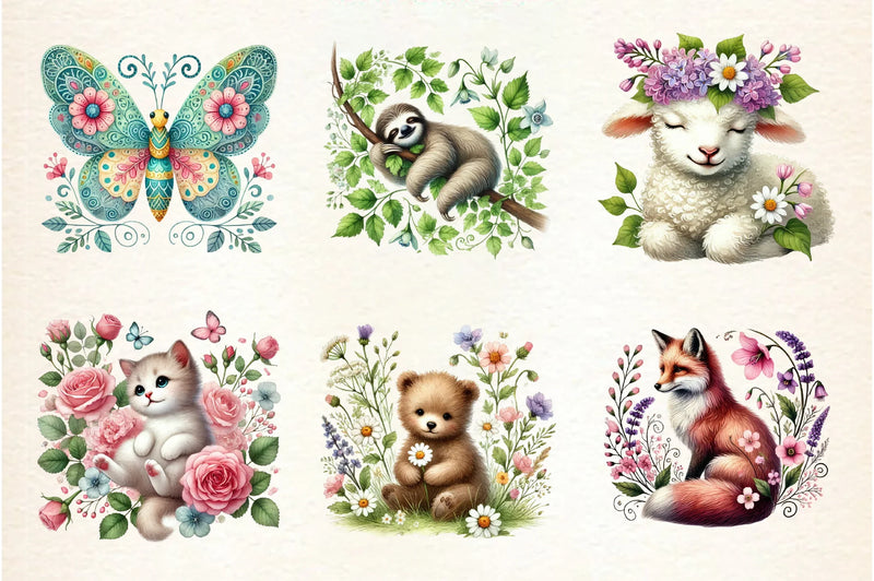 Floral Animals Spring Clipart Bundle - CraftNest - Digital Crafting and Art