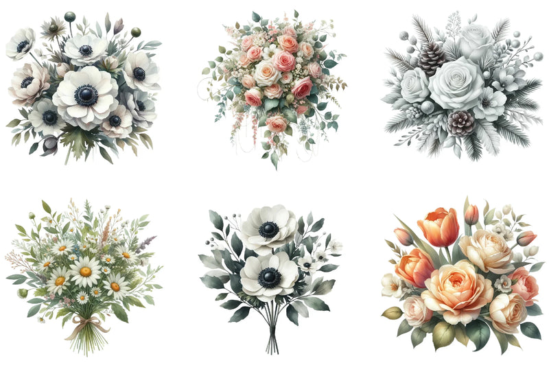 Wedding Flower Bouquet Clipart Bundle - CraftNest - Digital Crafting and Art
