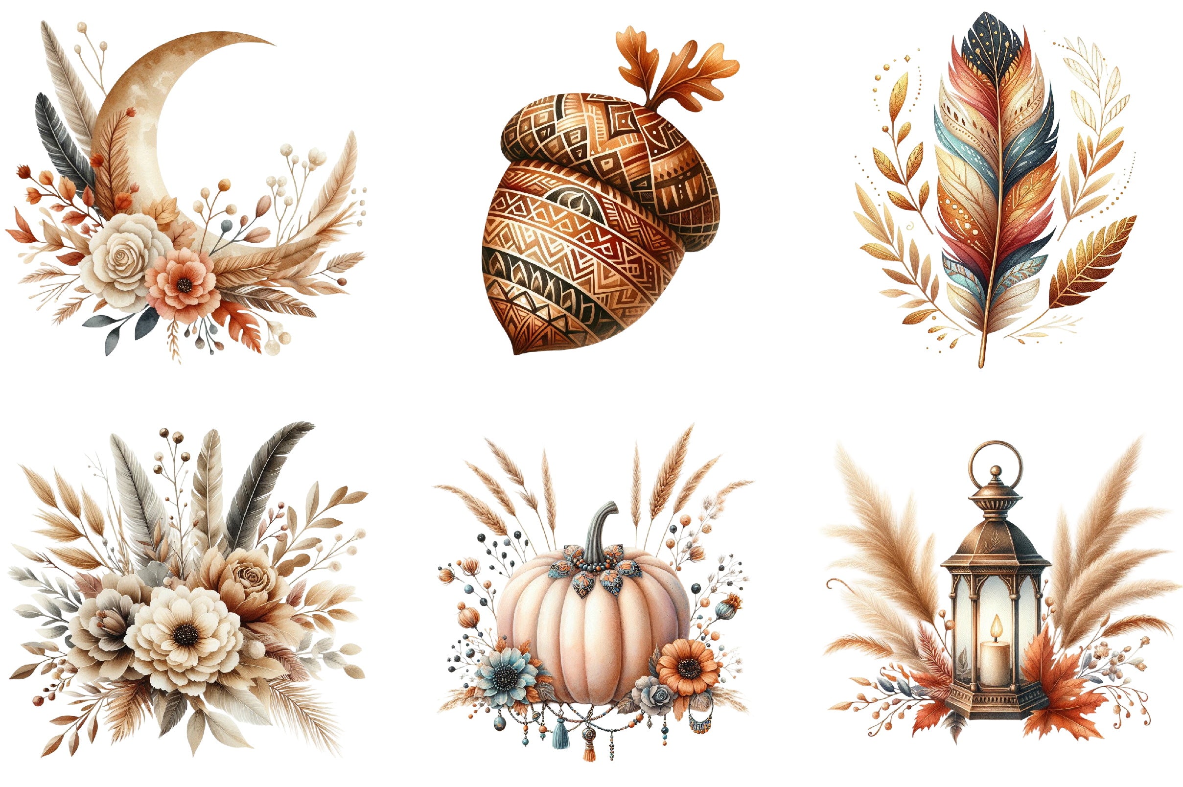 Autumn Boho Clipart Bundle