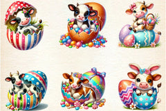 Easter Cow on Cracked Egg Clipart Bundle 99 - CraftNest - Digital Crafting and Art