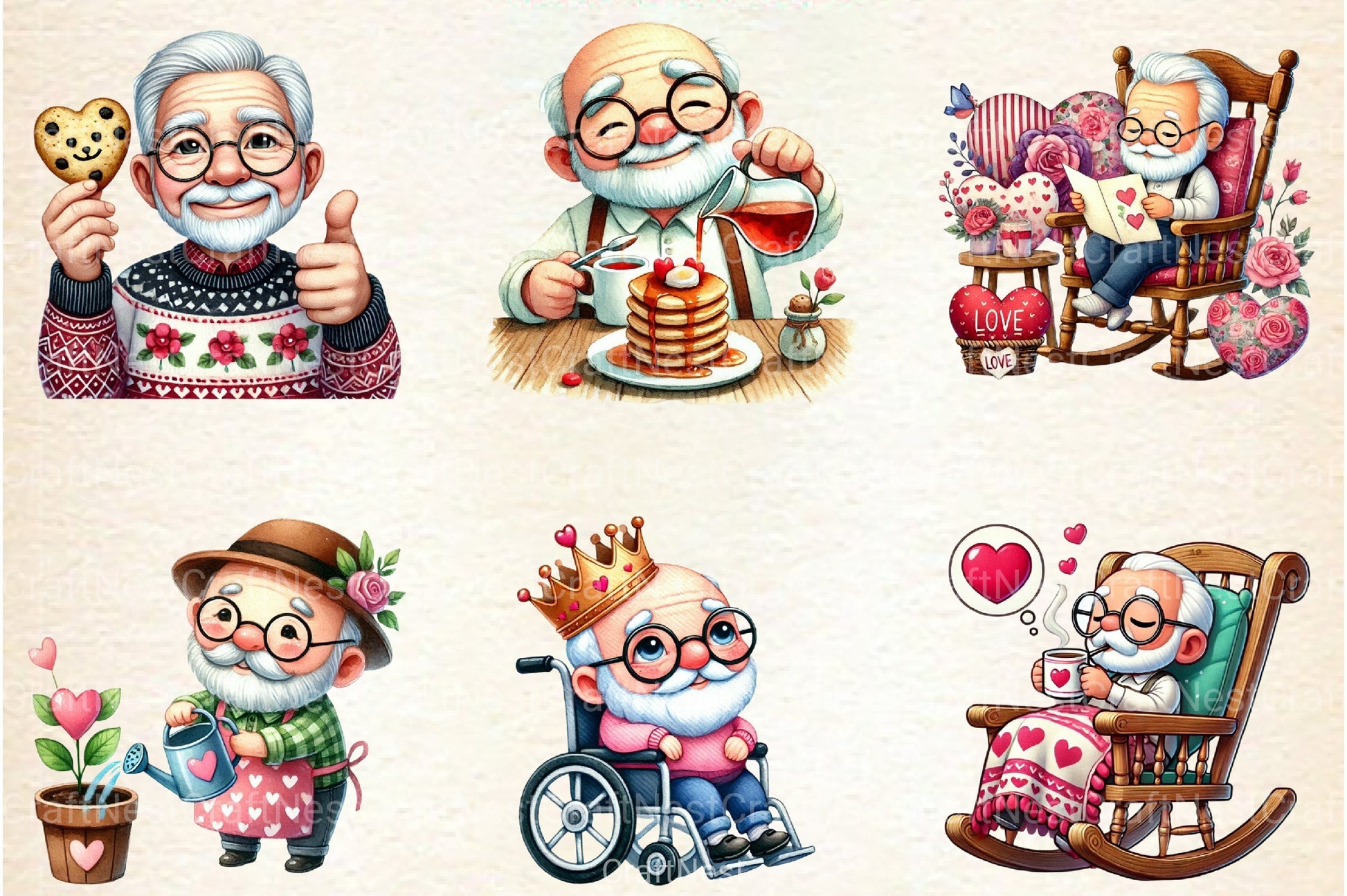 Funny Valentine's Grandpa Clipart Bundle 2 - CraftNest - Digital Crafting and Art
