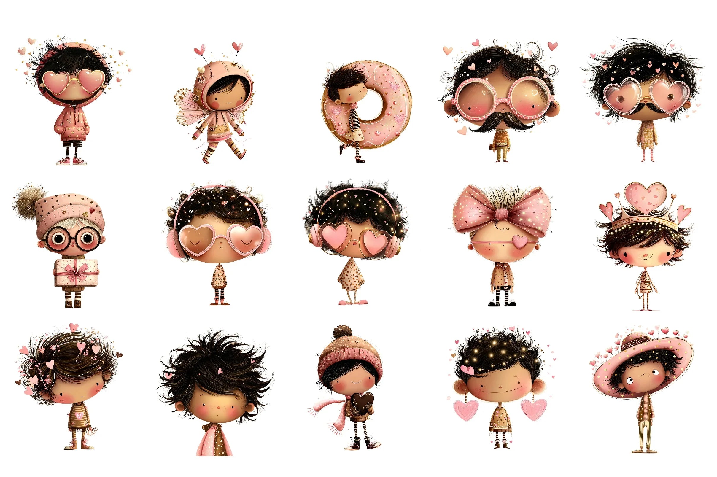 Quirky Valentine Boy Portrait Clipart Bundle - CraftNest - Digital Crafting and Art