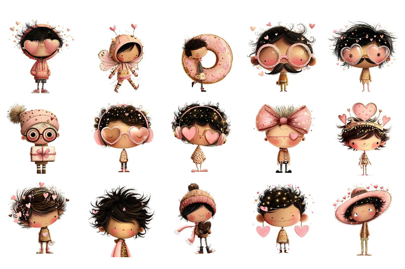 Quirky Valentine Boy Portrait Clipart Bundle - CraftNest - Digital Crafting and Art