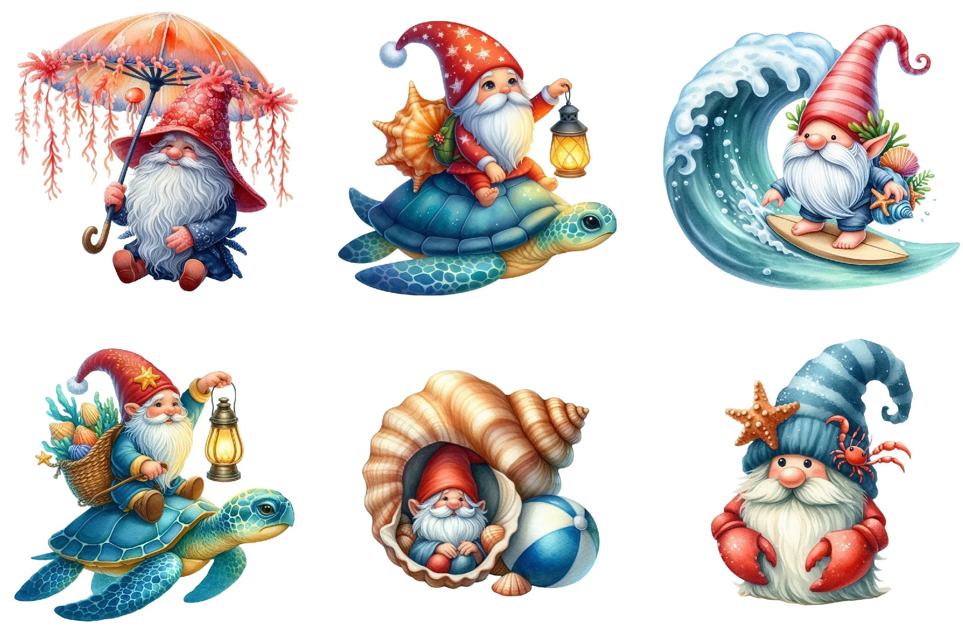 Seashell Gnome Clipart Bundle - CraftNest - Digital Crafting and Art