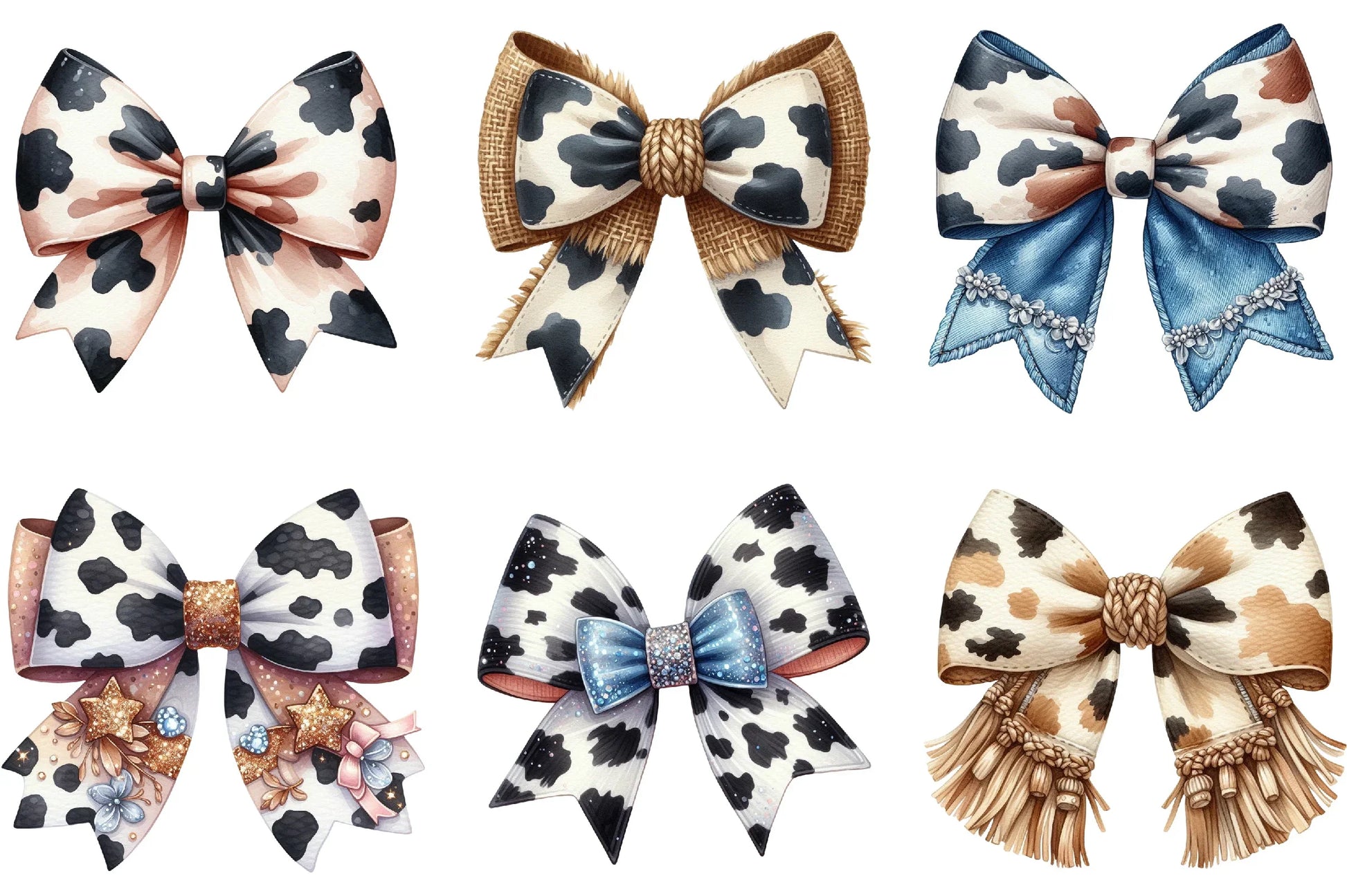 Cow Print Bow Clipart Bundle - CraftNest - Digital Crafting and Art