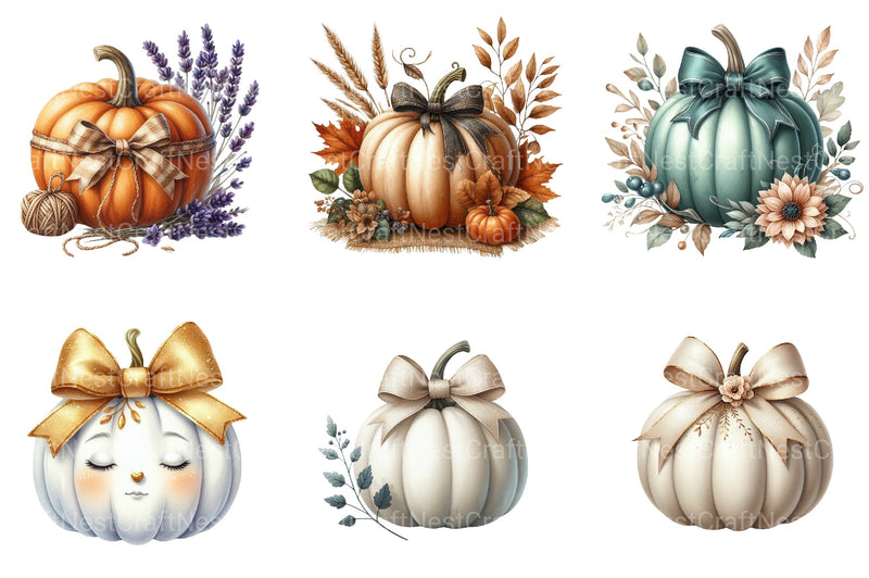 Autumn Pumpkin & Bow Clipart Bundle - CraftNest - Digital Crafting and Art