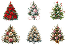 Floral Christmas Tree Clipart Bundle - CraftNest - Digital Crafting and Art