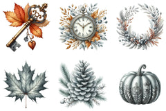 Silver Vintage Autumn Clipart Bundle - CraftNest - Digital Crafting and Art