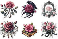 Pink Gothic Roses Clipart Bundle - CraftNest - Digital Crafting and Art