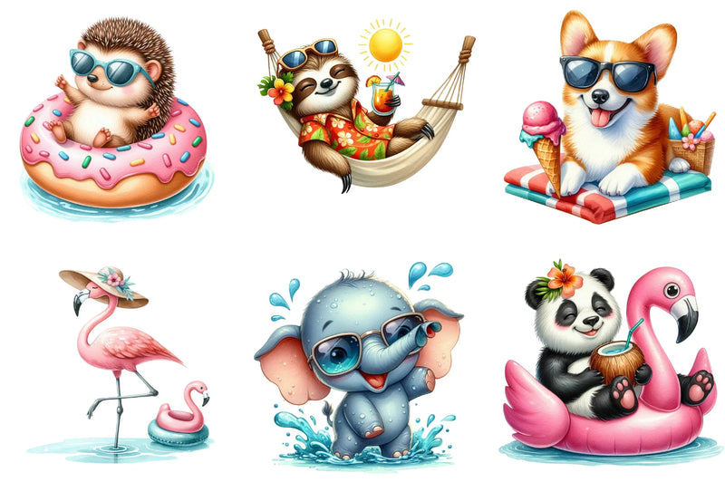 Summer Cute Animals Clipart Bundle - CraftNest - Digital Crafting and Art