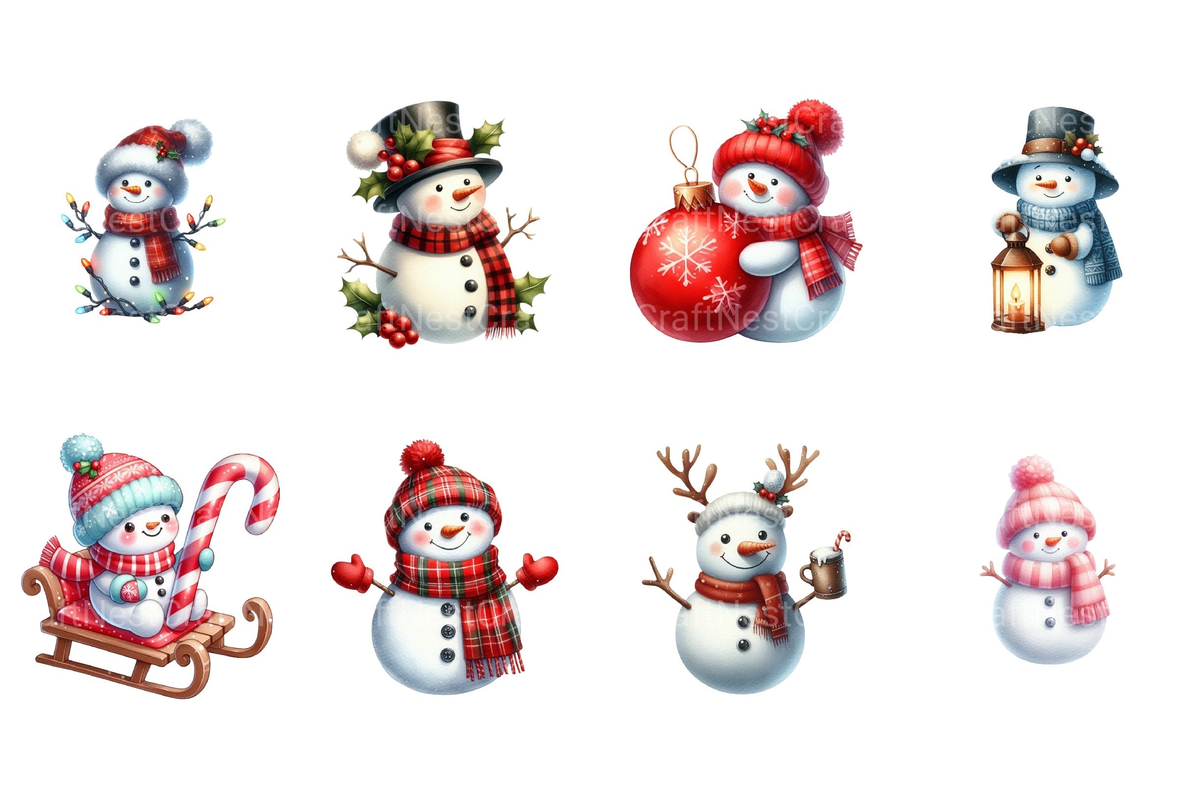 Cute Christmas Snowman Clipart Bundle 99 - CraftNest - Digital Crafting and Art