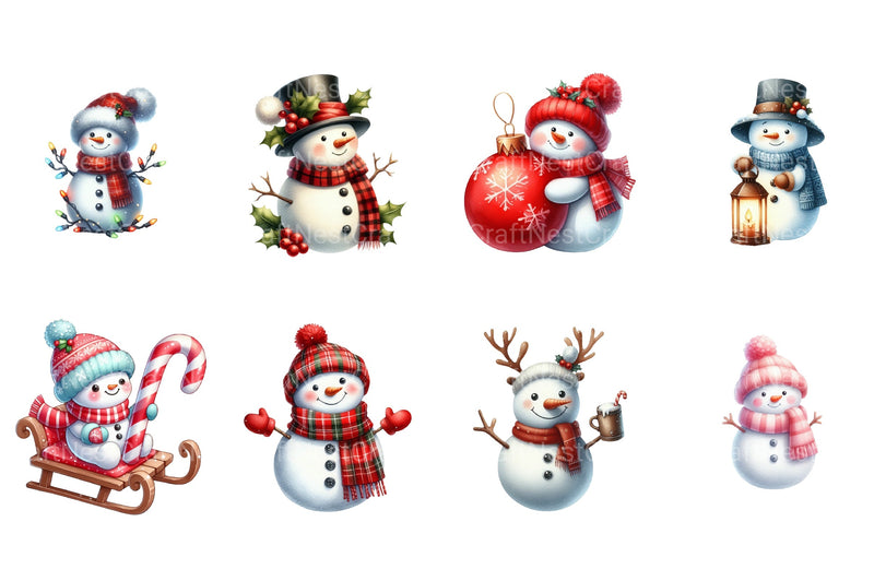 Cute Christmas Snowman Clipart Bundle 99 - CraftNest - Digital Crafting and Art