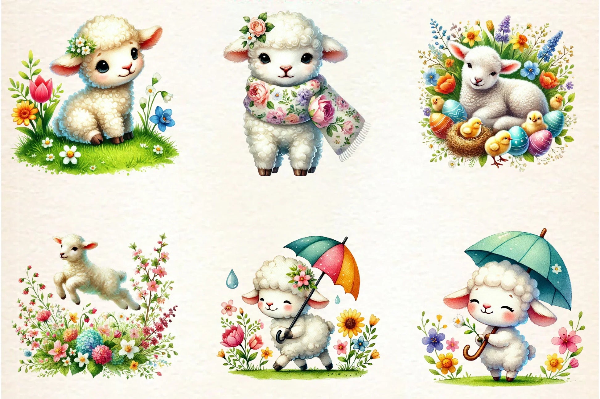 Spring Cute Lamb Clipart Bundle - CraftNest - Digital Crafting and Art