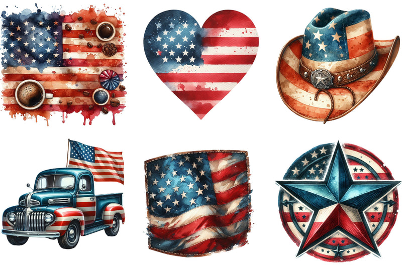 Vintage Grunge American Flag Clipart Bundle - CraftNest - Digital Crafting and Art
