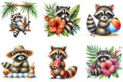 Summer Raccoon Clipart Bundle - CraftNest - Digital Crafting and Art