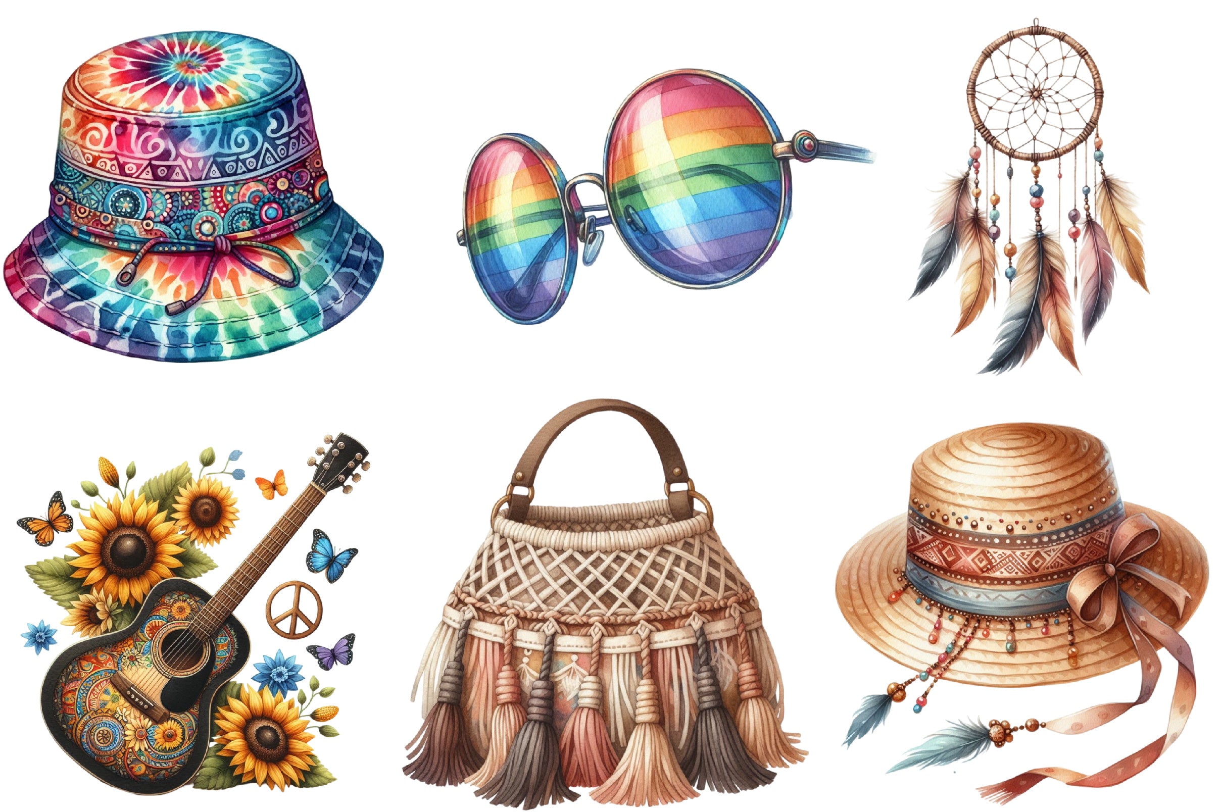 Hippie Summer Clipart Bundle
