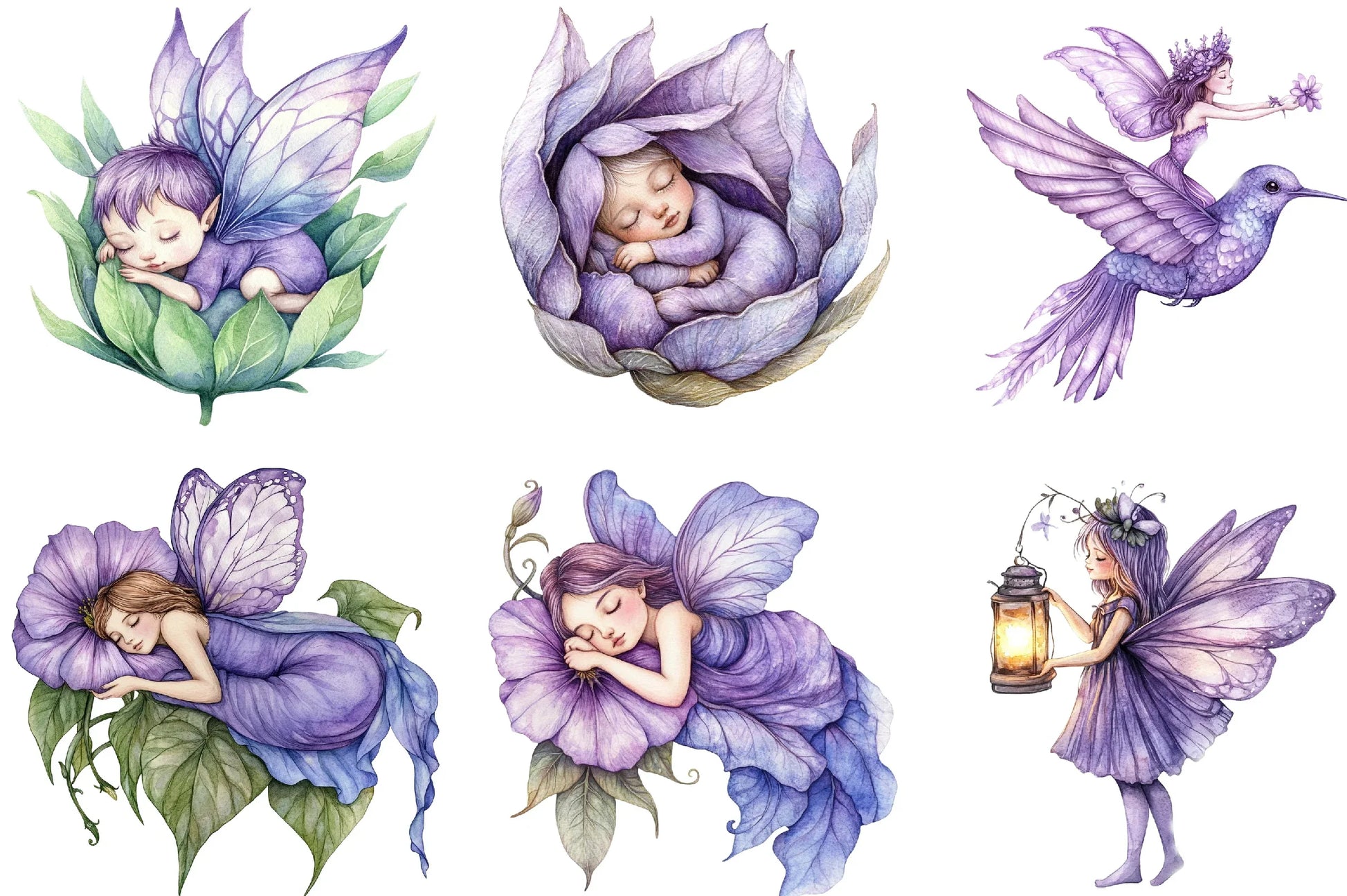 Magical Purple Fairies Clipart Bundle for Gardens - CraftNest - Digital Crafting and Art
