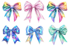 Iridescent Christmas Bow Clipart Bundle - CraftNest - Digital Crafting and Art