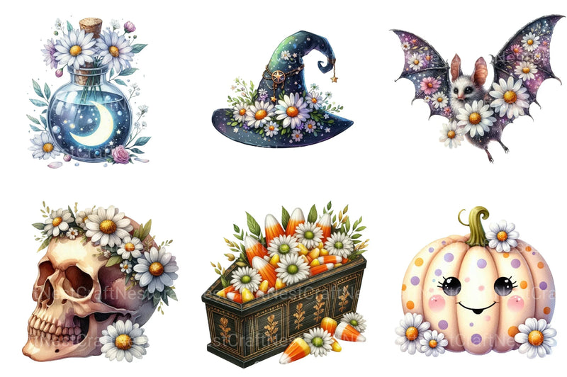 Daisy Flower & Halloween Clipart Bundle 72 - CraftNest - Digital Crafting and Art