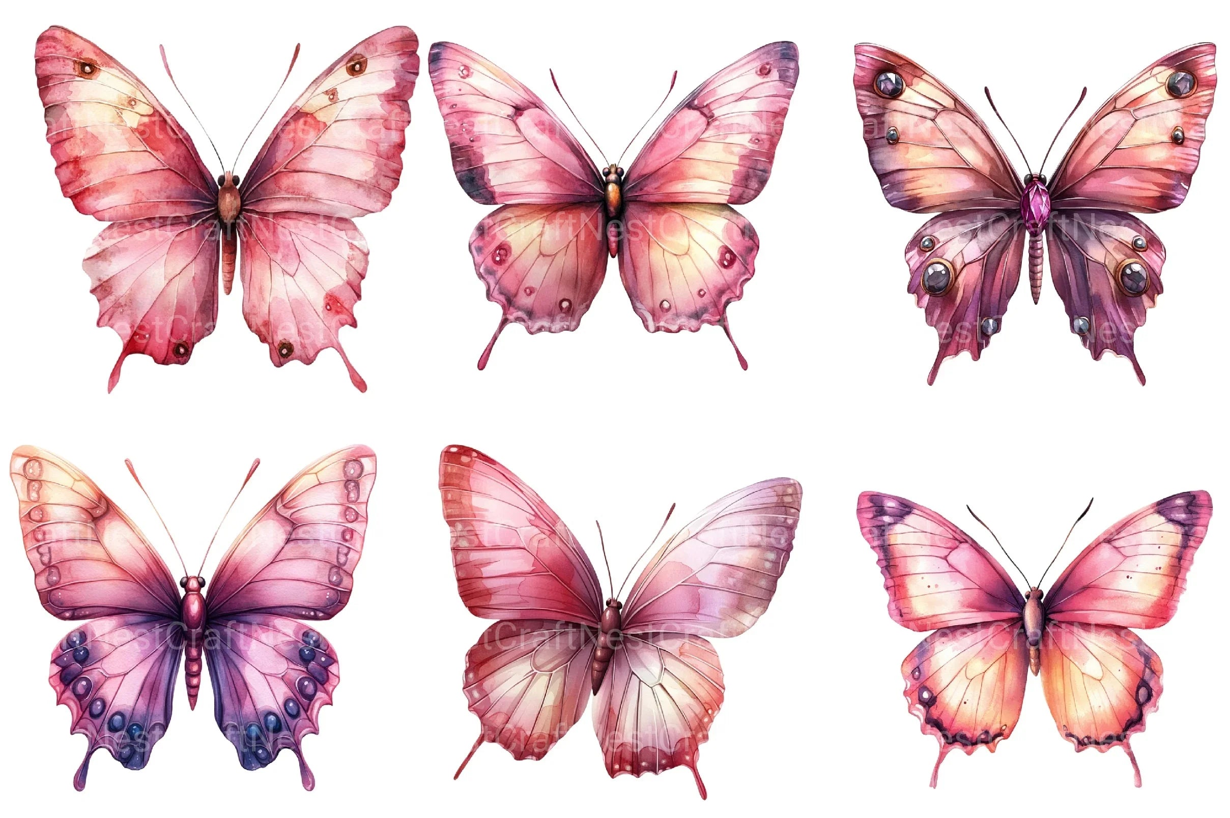 Pink Butterfly Clipart Bundle 4 - CraftNest - Digital Crafting and Art