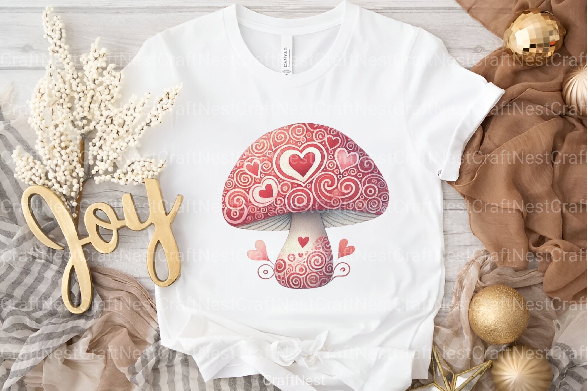 Valentine's Day Mushroom Clipart Bundle 8 - CraftNest - Digital Crafting and Art