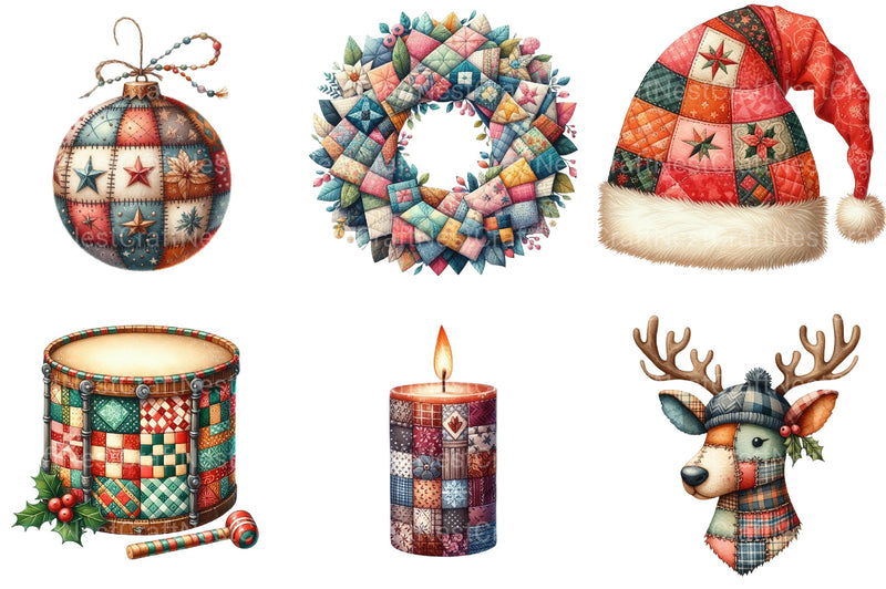 Patchwork Christmas Clipart Bundle 99 - CraftNest - Digital Crafting and Art