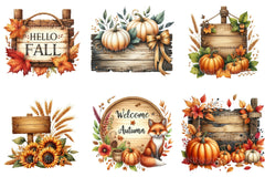 Autumn Wooden Signs Clipart Bundle 11 - CraftNest - Digital Crafting and Art