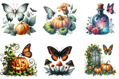 Halloween Butterfly Garden Clipart Bundle - CraftNest - Digital Crafting and Art