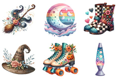 Groovy 70s Halloween Clipart Bundle 24 - CraftNest - Digital Crafting and Art