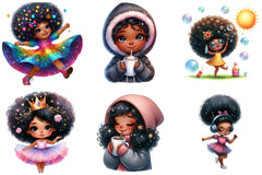 Black Girl Afro Kids Clipart Bundle - CraftNest - Digital Crafting and Art