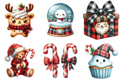 Kawaii Plaid Christmas Clipart Bundle - CraftNest - Digital Crafting and Art