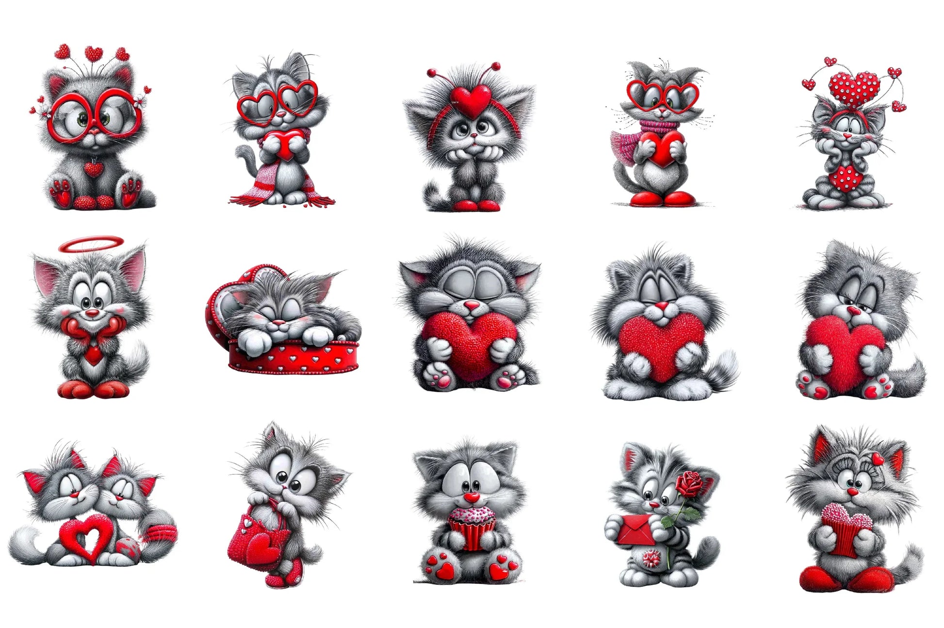 Valentine Cats Clipart Bundle - CraftNest - Digital Crafting and Art