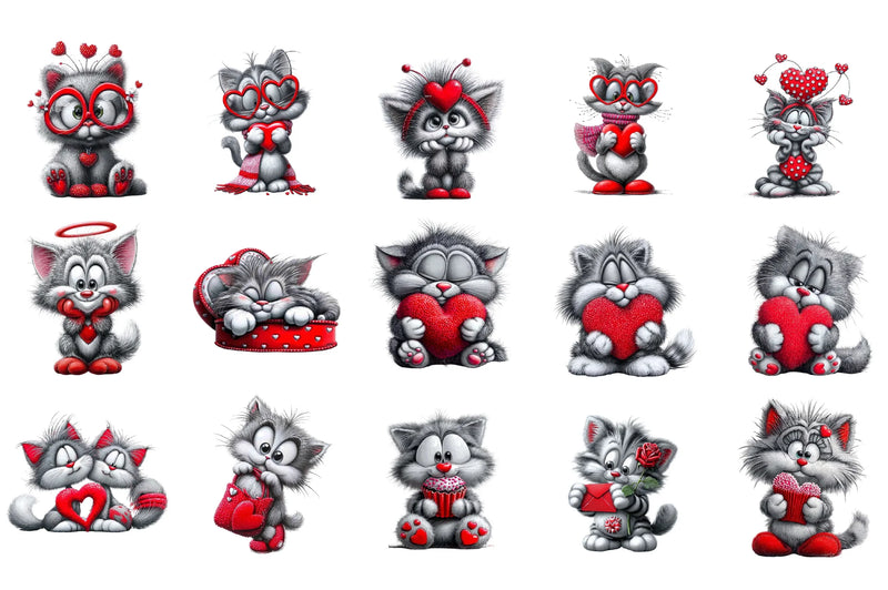 Valentine Cats Clipart Bundle - CraftNest - Digital Crafting and Art